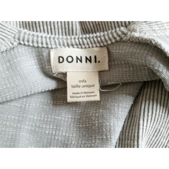 Donni Open Front Knit Cardigan Drape Top One Size Fits All Gray Striped Flowing - Picture 6 of 7